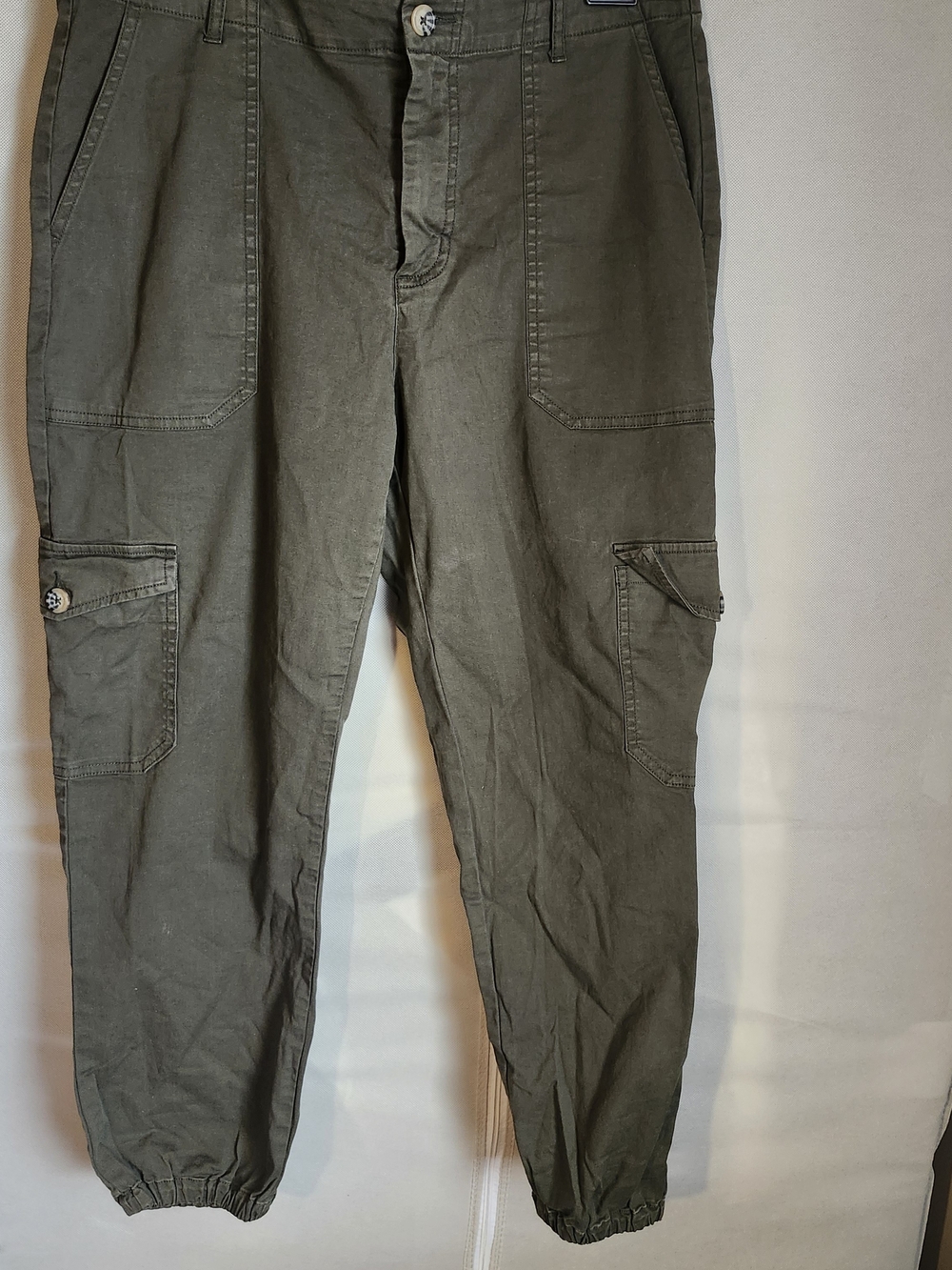 Utility Olive Cargo Joggers with Elastic Cuffs - Picture 1 of 8